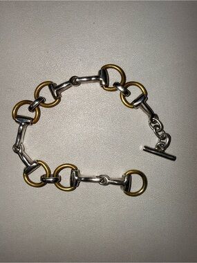 Two-Tone Horsebit Link Bracelet 925 Mexico silver